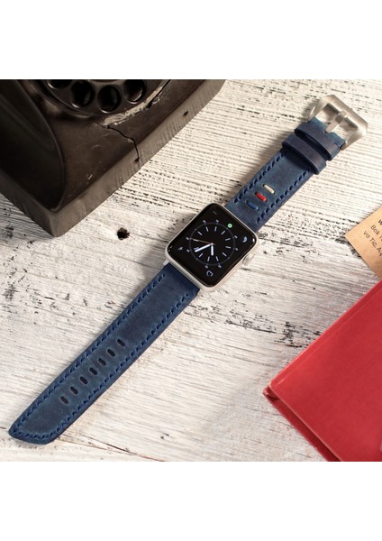 Apple Watch Deri Kordon 42MM 44MM 45MM 49MM 3 / 4 / 5 / 6 / Se / 7 / 8 / Ultra / Ultra 2 Mavi Deri Kayış fiyatları