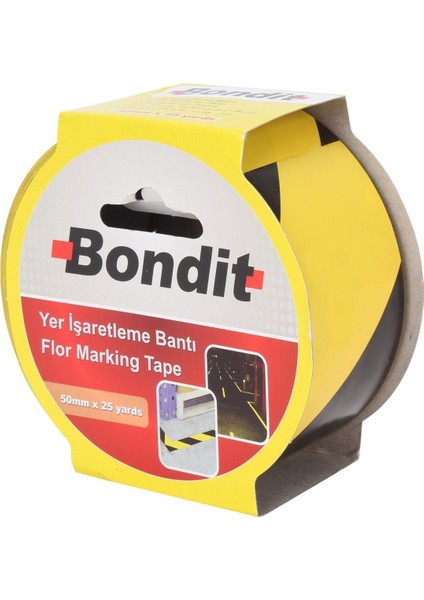 BNY5025 Yer Işaretleme Bantı Sarı Siyah 50MM 25 Yds Bondıt