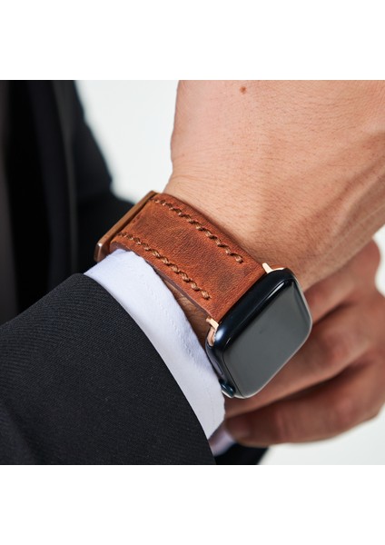 Apple Watch 42MM 44MM 45MM 49MM 3 / 4 / 5 / 6 / Se / 7 / 8 / Ultra / Ultra 2 Deri Kordon Deri Kayış Taba indirimleri