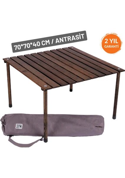 Bag The Joy 70x70x40 Katlanır Rulo Kamp ve Piknik Masası - Antrasit