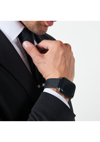 Apple Watch Siyah Deri Kordon 42MM 44MM 45MM 49MM 3 / 4 / 5 / 6 / Se / 7 / 8 / Ultra / Ultra 2 Deri Kordon Deri Kayış modelleri