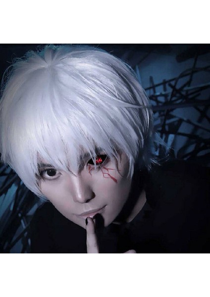 Cosplay Anime Ghoul Kaneki Ken Kısa Saç Tokyo Ghoul Gümüş Peruk (Yurt Dışından)