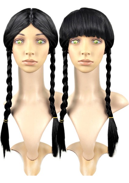 Adams'ın Aynı Orta Uzunlukta Çift Örgü Peruk Çarşamba Peruk Saç Modeli Cos Büküm Püskül Büyük Örgü (Yurt Dışından)