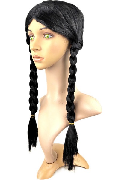 Adams'ın Aynı Orta Uzunlukta Çift Örgü Peruk Çarşamba Peruk Saç Modeli Cos Büküm Püskül Büyük Örgü (Yurt Dışından) indirimleri