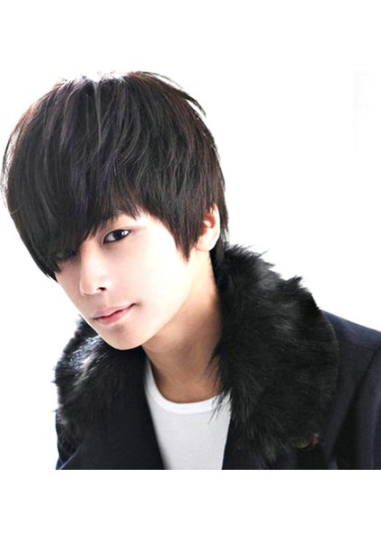 Te Kabarık Doğal Gerçekçi Yüksek Sıcaklık Fiber Peruk Adam Için Eğik Patlama Saç (Yurt Dışından)