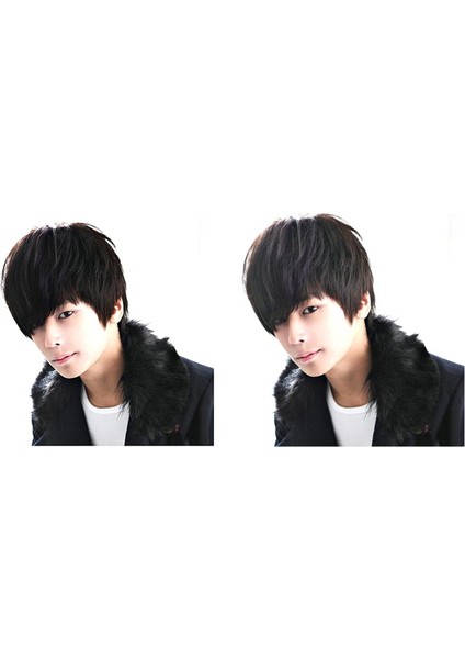 Te Kabarık Doğal Gerçekçi Yüksek Sıcaklık Fiber Peruk Adam Için Eğik Patlama Saç (Yurt Dışından) fırsatları