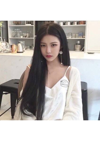 Tik Tok Canlı Yayın Tedarik Peruk Kadın Uzun Düz Saç Siyah Baş Örtüsü Internet Ünlü Stokta En Çok Satan Tek Parça Dropshipping (Yurt Dışından)