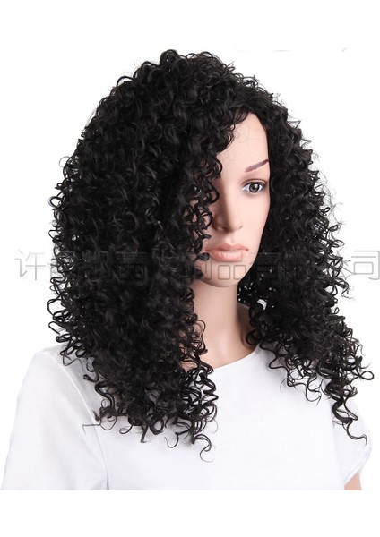 Ben Bir Peruk Peruk Avrupa ve Amerikalı Bayanlar Uzun Afrika Peruk Küçük Kıvırcık Saç Peruk Kadınlar Için Kimyasal Fiber Peruk Saç Peruk (Yurt Dışından) modelleri