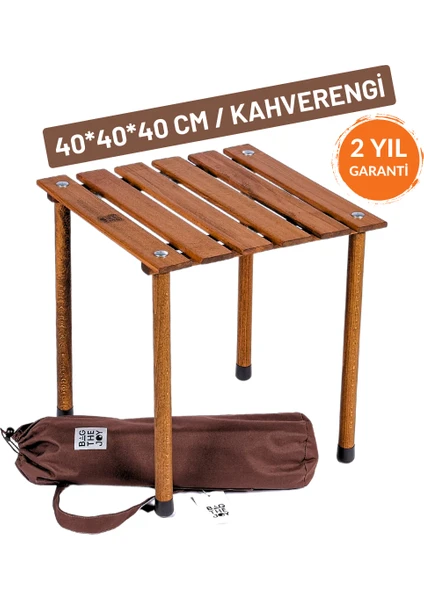 Bag The Joy 40x40x40 Katlanır Rulo Kamp ve Piknik Masası - Kahverengi