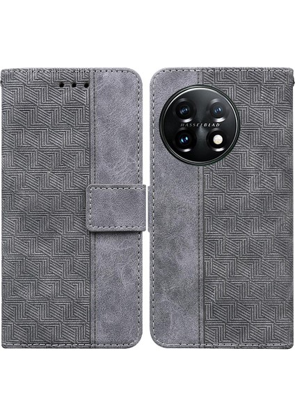 Oneplus 11 5g Geometrik Kabartmalı Pu TeIefon Kılıfı (Yurt Dışından)