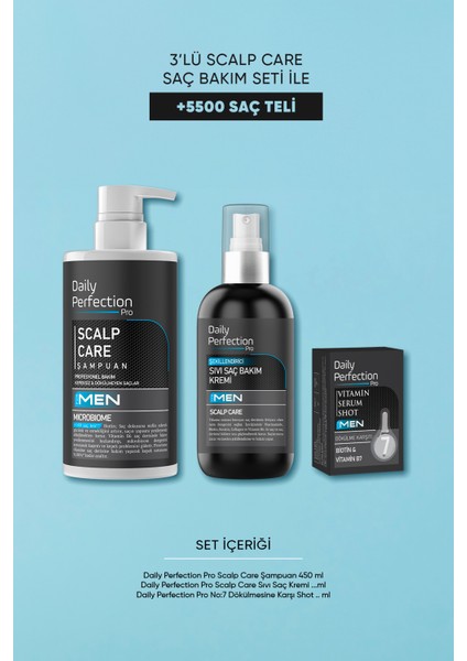 Scalp Care Saç Bakım Seti Erkeklere Özel (Şampuan-Şekillendirici Sıvı Saç Bakım Kremi-Vitamin Shot)