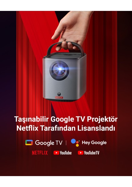 Nebula Mars 3 Air Akıllı Taşınabilir Projeksiyon Cihazı - Netflix Lisanslı - 400 ANSI-Lumen - Native 1080P - Dolby Digital Ses - 150 inç Görüntü - (Anker Türkiye Garantili)