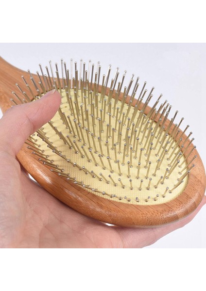 2x Ahşap Çelik Iğne Saç Fırçası Pin Saç Fırçası Saç Derisi Masajı Saç Sağlığını Geliştirmek Ahşap Kürek Dolaşık Açıcı Tarak-1 (Yurt Dışından)