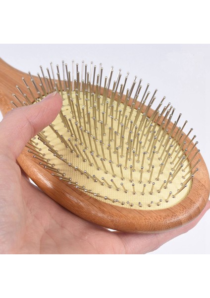 2x Ahşap Çelik Iğne Saç Fırçası Pin Saç Fırçası Saç Derisi Masajı Saç Sağlığını Geliştirmek Ahşap Kürek Dolaşık Açıcı Tarak-1 (Yurt Dışından)