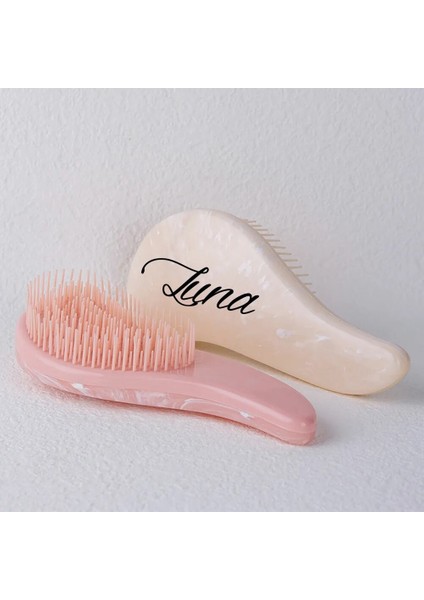 Kişiselleştirilmiş Mermer Yumuşak Diş Tarak Taşınabilir Sihirli Saplı Saç Fırçası Hediye Kızlar Için Adı ile Gelin Nedime Parti Gelin (Yurt Dışından)