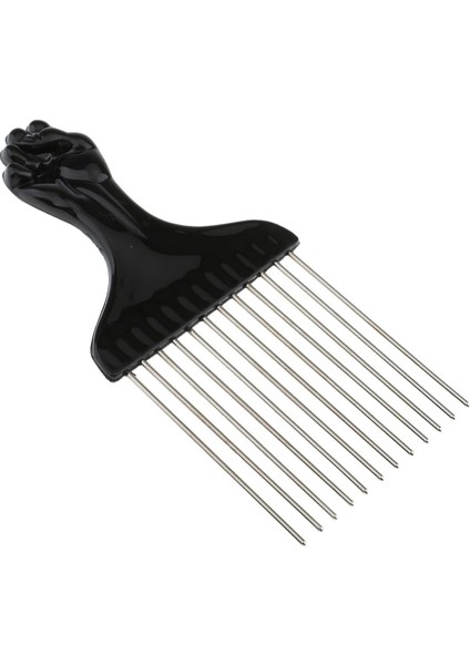 Siyah Yumruk Afro Pick Metal Geniş Diş Saç Tarak Hacim Veren Saç Şekillendirici Anti-Statik Tarak Fırça Dolaşık Açıcı Tarak (Yurt Dışından)