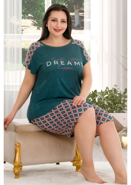 Lady Büyük Beden Desenli Kısa Kol Şortlu Pijama Takımı 10388 fiyatları