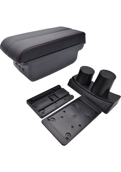 Peugeot 301 Citroen C-Elysee 2014-2016 Delmesiz Kol Dayama Kolçak Usb+Çift Açılır Siyah Dikişli