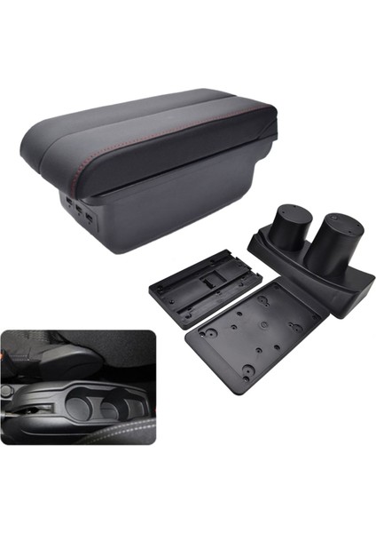 Peugeot 301 Citroen C-Elysee 2014-2016 Delmesiz Kol Dayama Kolçak Usb+Çift Açılır Siyah Dikişli fiyatları