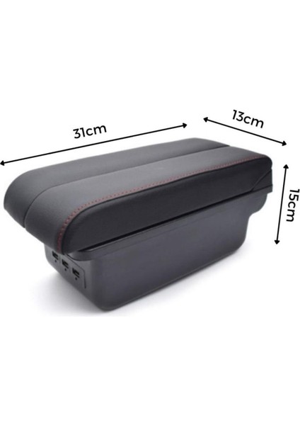 Peugeot 301 Citroen C-Elysee 2014-2016 Delmesiz Kol Dayama Kolçak Usb+Çift Açılır Siyah Dikişli fırsatları