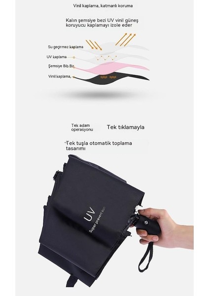 Lbw Otomatik Uv Korumalı Şemsiye Güneşli ve Yağmurlu Şemsiye-Pembe (Yurt Dışından) modelleri