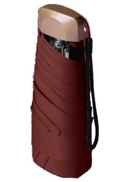 Hss Mini Güneş Uv Karşıtı Küçük Taşınabilir Şemsiye -Şarap Kırmızısı (Yurt Dışından)