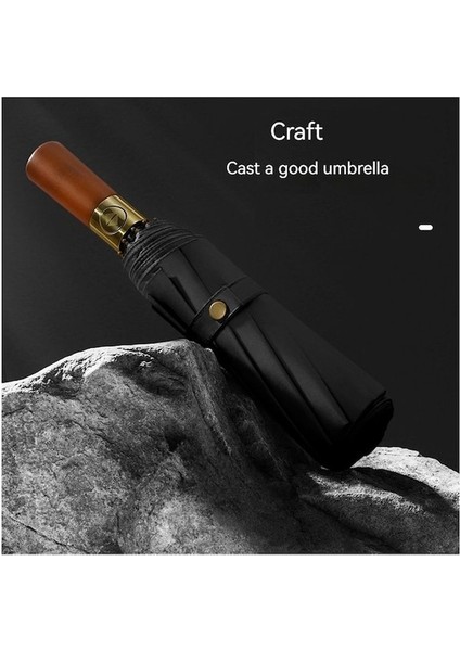 Hyt-Katlanır 10 Kaburgalı Otomatik Şemsiye Masif Ahşap Saplı Şemsiye-Haki (Yurt Dışından) fırsatları