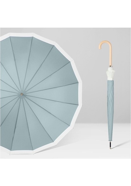 Hyt-Küçük Fresh Şemsiye Büyük 16 Kemikli Retro Fuar Şemsiyesi-Beyaz - Yeşil (Yurt Dışından)