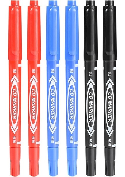 2kırmızı 2mavi 2siyah Stili Et Kalıcı Işaretleme Kalemi Çift Uçlu Ince Nokta Suya Dayanıklı Mürekkep Ince Uç Ham Uç Siyah Mürekkep Güzel Renkli (Yurt Dışından)