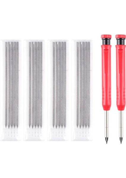 2 Adet Tarzı 18 Dolum Uçlu Olid Marangoz Kalem Seti Dahili Kalemtıraş Derin Delik Mekanik Kalem Marker Işaretleme Aracı (Yurt Dışından)