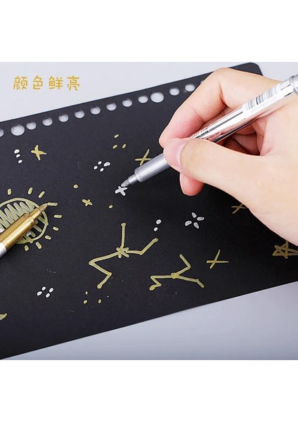 Gümüş 2 Adet Tarzı Altın Gümüş Epoksi Reçine Çizim Kalemi Altın Folyo Nokta Işaretleme Kalemi Akrilik Boya Öne Çıkanlar Metalik Kalıcı Işaretleyici (Yurt Dışından) indirimleri
