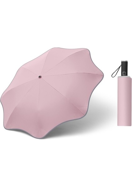 Ww Otomatik Yuvarlak Köşe Katlanır Şemsiye-Pembe (Yurt Dışından)