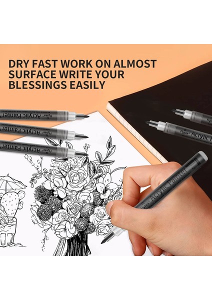 0.7mm-6 Siyah Stil Black Marker Paint Peack Akrilik Siyah ve Beyaz Çizim, Kaya Boyama, Taş, Seramik Için Kalıcı Marker (Yurt Dışından) modelleri