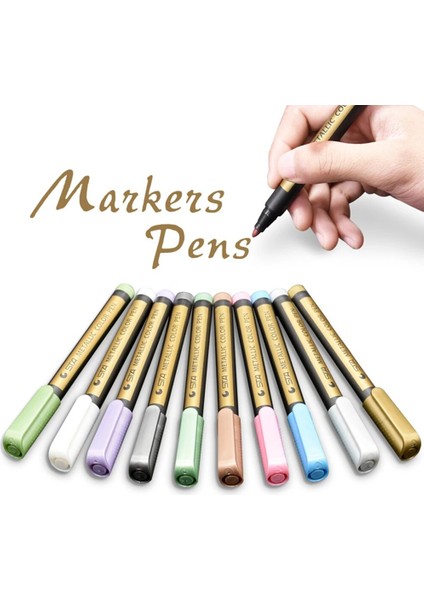 No.6 Tarzı 10 Çeşit Renk Metal Işaretleyici Kalem Boya Kalemi Güvenlik ve Albüm Için Çevre Dıy Tasarım Kırtasiye Sanat Boyama Aksesuarları (Yurt Dışından) fırsatları