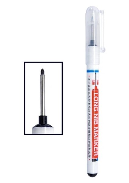 Beyaz Stil 20MM Su Direnci Banyo Derin Delik Uzun Uç Işaretleme Kalemleri Çok Fonksiyonlu Ağaç Işleme Yenileme Derinlik Işaretleme Kalemi (Yurt Dışından)