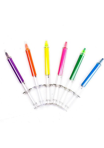 6 Adet Rastgele Renk Stili Sıvı Şırınga Fosforlu Kalem Suluboya Kalem Yenilik Enjeksiyon Kalemleri Kırtasiye K3R (Yurt Dışından)