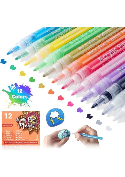 18 Renk Stili Siyah Beyaz Akrilik Boya Marker Kalem Kaya Boyama Için Taş Seramik Cam Kalın Uç Işaretleme Kalemleri Sanat Malzemeleri Craft Mark (Yurt Dışından) modelleri