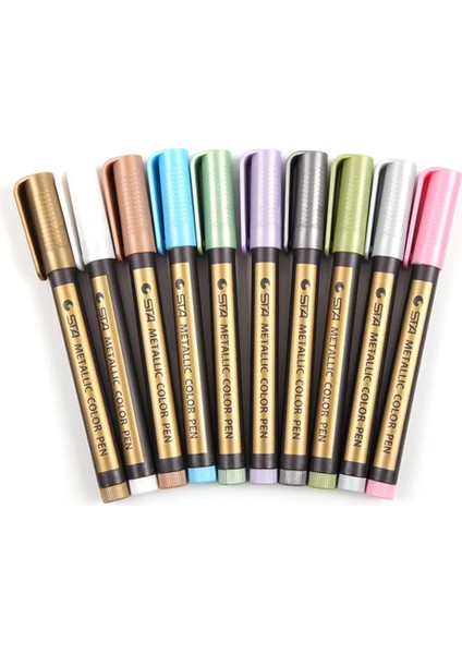 No.1 Tarzı 10 Çeşit Renk Metal Işaretleyici Kalem Boya Kalemi Güvenlik ve Albüm Için Çevre Dıy Tasarım Kırtasiye Sanat Boyama Aksesuarları (Yurt Dışından) modelleri