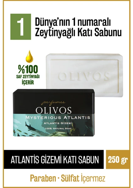 %100 Doğal Parfüm Serisi Atlantis Gizemi Kokulu Zeytinyağı Katı Sabun Nem Dengeleyici 250 gr