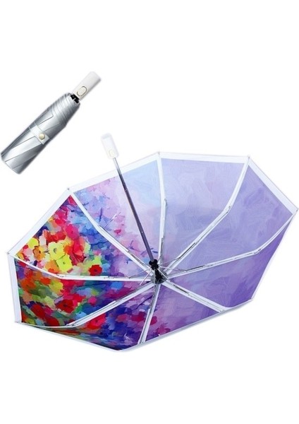 Maotai Shop Lmm Anti-Ultraviyole Katlanır Şemsiye Manuel Halo Çok Renkli (Yurt Dışından)