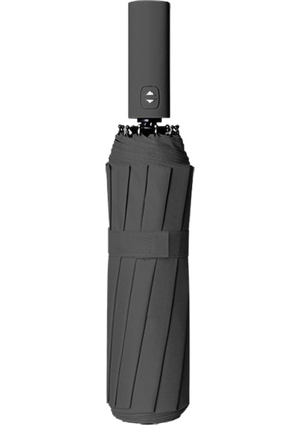 12 Kemik Otomatik Katlanır Şemsiye Güneşlik Uv Şemsiye-Siyah (Yurt Dışından)