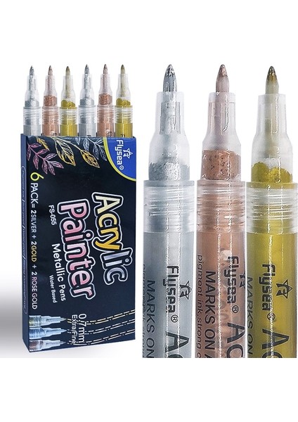 0.7mm Uç -6 Adet Stil 6 Adet Akrilik Boya Marker Kalem Altın Gümüş Gül Altın Renk Kumaş Tuval Sanat Kaya Boyama Kartı Yapımı Metal Seramik Cam (Yurt Dışından)