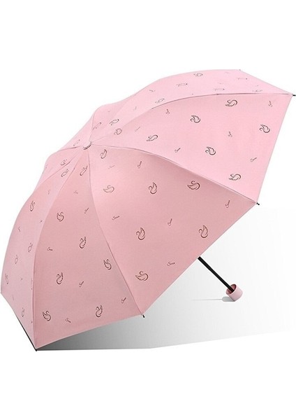 Hyt-8 Nervürlü Güneş Kremi ve Uv Korumalı Şemsiye Hafif ve Taşınabilir Şemsiye Güneşli Gündüz Açık Pembe (Yurt Dışından)