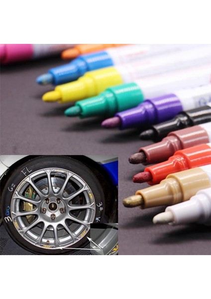 Sarı Stil Renkli Su Geçirmez Boya Marker Kalem Araba Lastiği Lastik Sırtı CD Metal Kalıcı Sanat Işaretleyiciler Marcador Caneta Ofis Okul Malzemeleri (Yurt Dışından)