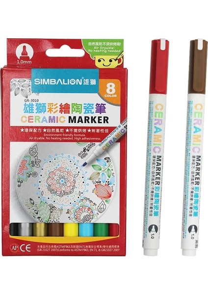 8 Renk Stili Simbalion 8 Renk Seramik Işaretleyici Boyalı Seramik Pigment Işaretleyici Kalem Yaratıcı Dıy Serisi Seramik Renkli Kalem (Yurt Dışından)