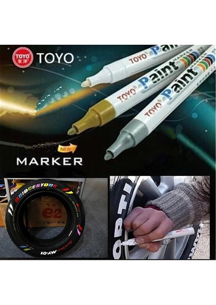 Sarı Stil 1 Parça Araba Boya Kalemi Su Geçirmez Araba Jant Lastiği Yağlı Boya Mark Kalem Oto Kauçuk Lastik Sırtı CD Metal Kalıcı Boya Markörü (Yurt Dışından)