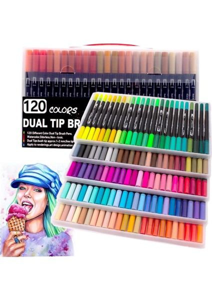 60 Renk Beyaz Stil Olor Kadar Çift Fırça Sanat Marker Kalem Ince Uç ve Fırça Kalemler Çizim Boyama Suluboya Sanat Marker Peool Malzemeleri (Yurt Dışından) fiyatları