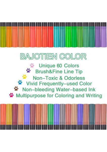 60 Renk Beyaz Stil Olor Kadar Çift Fırça Sanat Marker Kalem Ince Uç ve Fırça Kalemler Çizim Boyama Suluboya Sanat Marker Peool Malzemeleri (Yurt Dışından) modelleri