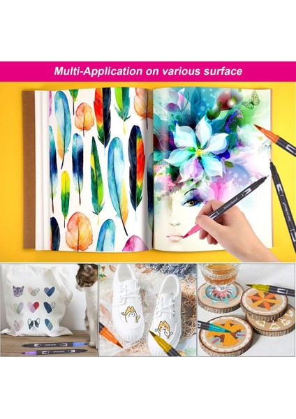 60 Renk Beyaz Stil Olor Kadar Çift Fırça Sanat Marker Kalem Ince Uç ve Fırça Kalemler Çizim Boyama Suluboya Sanat Marker Peool Malzemeleri (Yurt Dışından) indirimleri