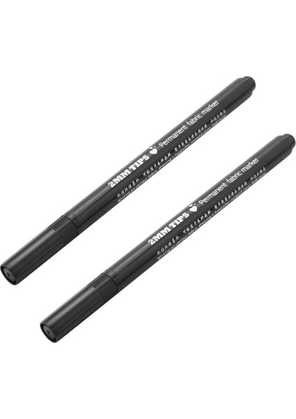 Siyah Stil 2 x Kumaş Işaretleyici Kalemler Dıy Tekstil Giysileri Için Kalıcı Renkler T-Shirt Ayakkabı Siyah (Yurt Dışından)